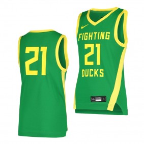 Oregon Ducks #21 Jersey Green Replica College Basketball Jersey - Youth