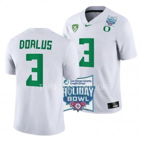 Brandon Dorlus Oregon Ducks 2022 Holiday Bowl White Game Football Jersey